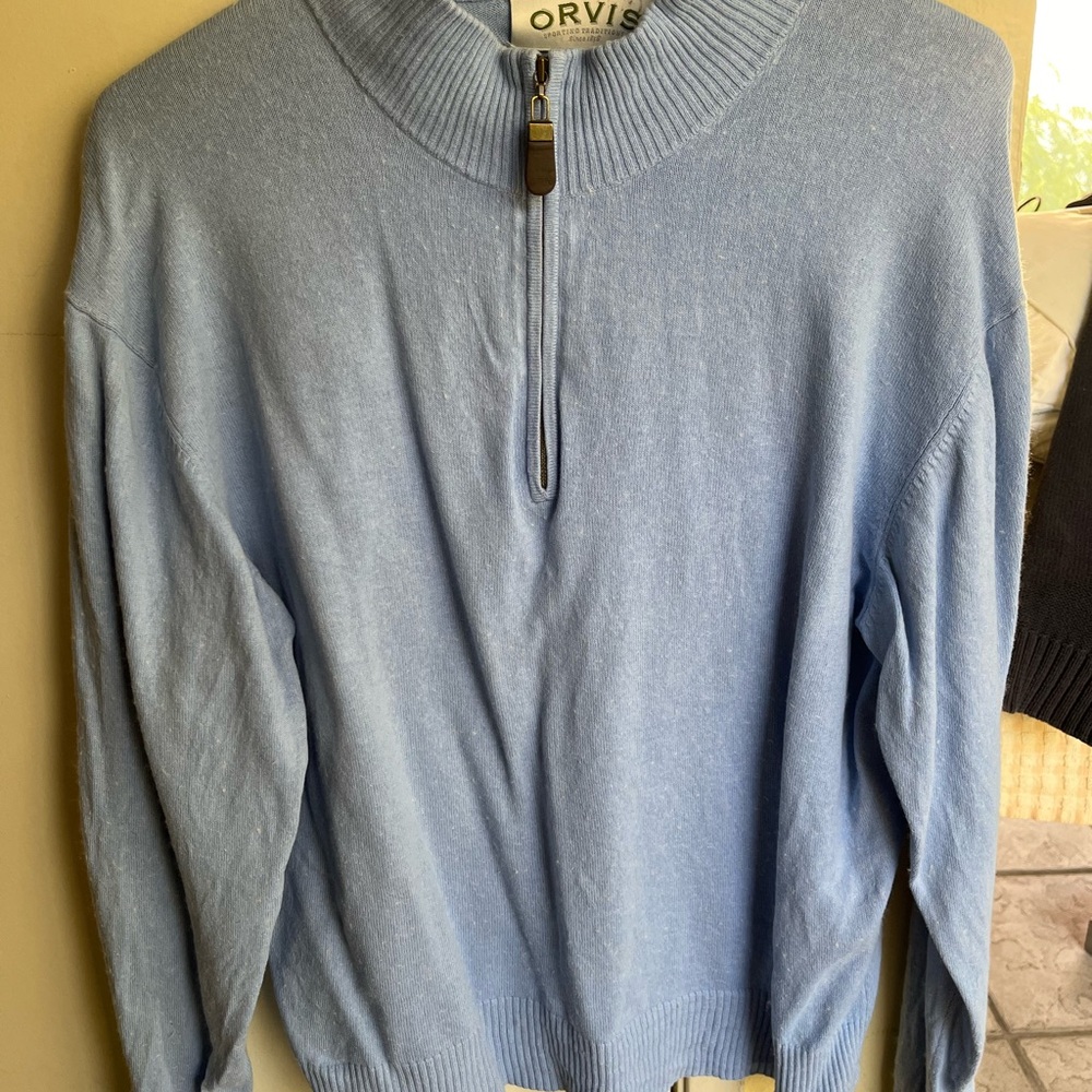 Orvis Light Blue Half-Zip Sweater